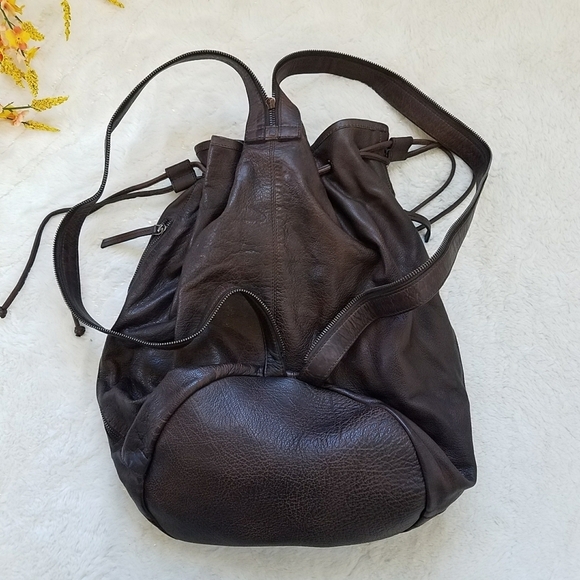 Free People Harlow Leather Bucket Backpack